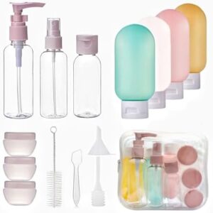 ojussa 14Pcs Travel Bottle Set for Toiletries Leak Proof Travel Bottles Travel Containers with Bag Squeezable Travel Accessories for Lotion Shampoo Conditioner Skincare