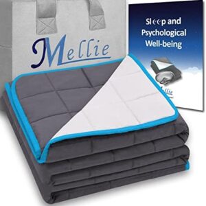 Mellie Luxury 6.8kgs Super King Size Weighted Blanket Adult (Grey/White) with Travel Bag - Stress, Insomnia, Anxiety Relief Weight Blanket for Autism - Super King Size - 6.8kg - No Covers