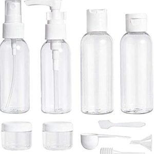 ShaniTech Pack of 10 Pcs Leak Proof Refillable Air Travel Size Liquid Containers Bottle for Liquids, Accessories, Cosmetic Products, Toiletries [Clear for Airport Security - TSA Air Flights Approved]