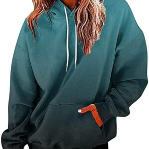 Tie Dye Hoodie Womens Long Sleeve Plus Size Women's Hoodies with Drawstring/Front Pockets Black Gradient Colour Ladies Hoodies Tops Oversized Pullover Sweater Hoodies for Women Uk Ladies Girls Jumper