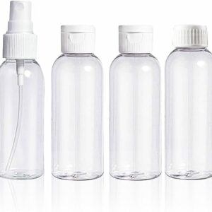 Travel Bottle Set Refillable Travel Bottles Clear Plastic Travel Liquid Containers Ideal For Shampoo Cosmetic Lotion Body Wash Makeup Shower Gel Hand Soap Travel Essentials Home Accessories 80ml (4pc)