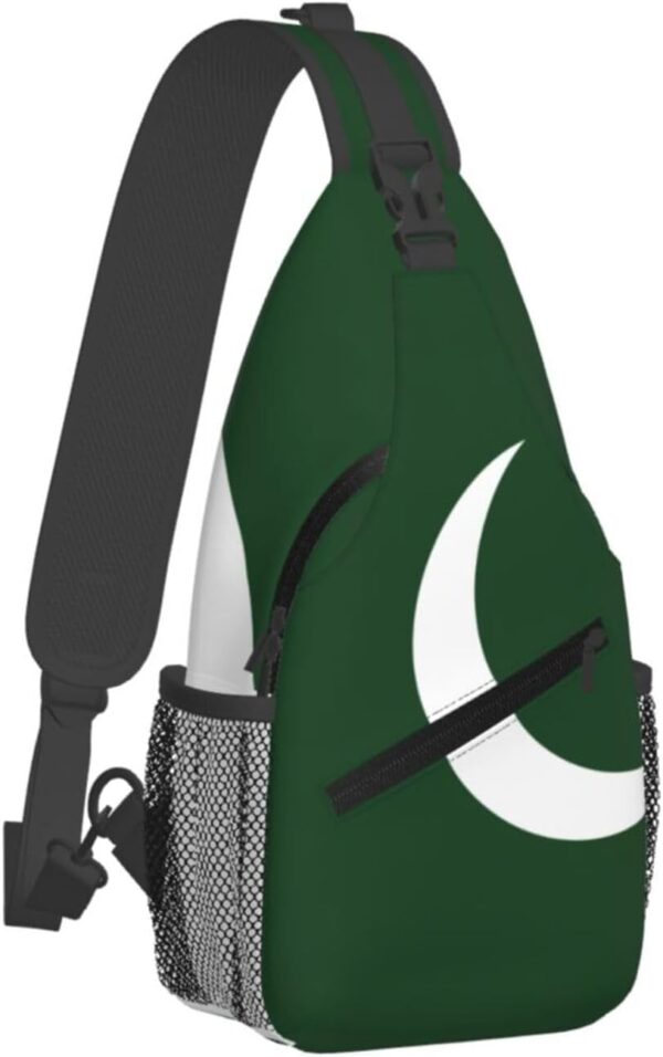 Flag Of Pakistan Print Cross-Chest Bag Diagonally Shoulder Chest Pack, Messenger Bag, Adjustable Travel Bag - Image 2