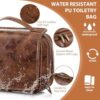 Elviros Toiletry Bag Hanging Travel Organizer for Men and Women, 3 in 1 Multifunctional Large Makeup Cosmetic Case for Toiletries Accessories, Water-Resistant PU Leather Bathroom Dopp Kit Shaving Bag - Image 3