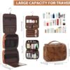 Elviros Toiletry Bag Hanging Travel Organizer for Men and Women, 3 in 1 Multifunctional Large Makeup Cosmetic Case for Toiletries Accessories, Water-Resistant PU Leather Bathroom Dopp Kit Shaving Bag - Image 4