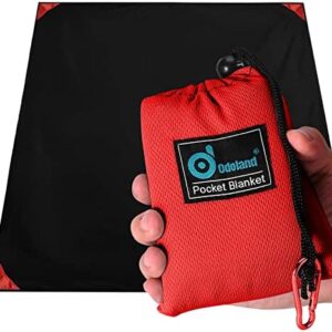 Odoland Hiking Blanket 180 x 160 cm Pocket Blanket Waterproof Heatproof Sandproof Thin Ground Sheet - Lightweight Foldable Beach Mat for Outdoor Camping, Travel, Hiking, Picnic for 2-4 People
