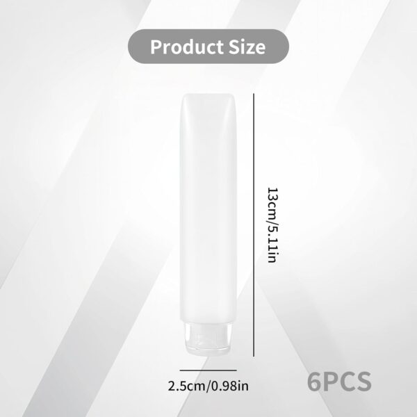 SULIVES 6 Pcs Clear Plastic Empty Travel Bottles, Refillable Squeezable Containers, Leak-Proof Travel Size Bottles for Shampoo, Lotion, Cream, Toiletries, Portable Clear Travel Bottles for Cosmetics - Image 2