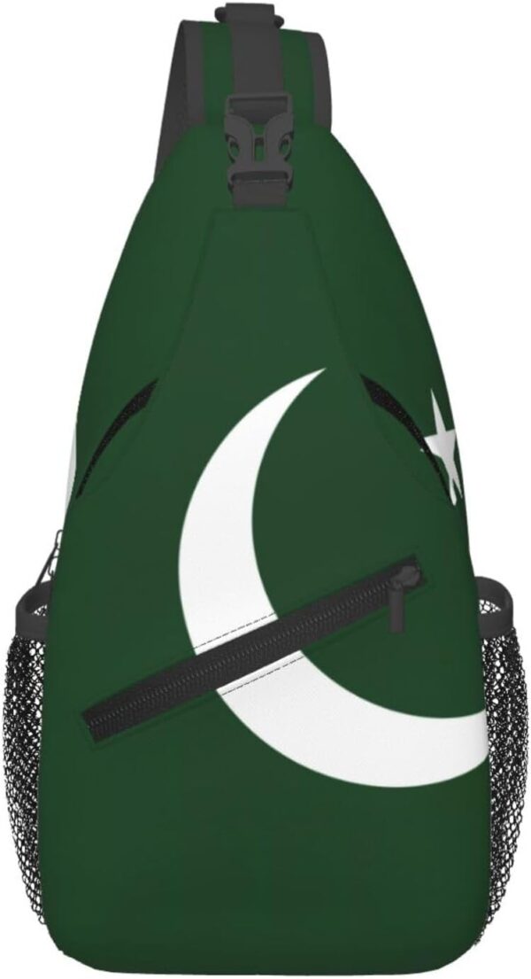 Flag Of Pakistan Print Cross-Chest Bag Diagonally Shoulder Chest Pack, Messenger Bag, Adjustable Travel Bag