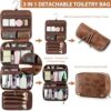 Elviros Toiletry Bag Hanging Travel Organizer for Men and Women, 3 in 1 Multifunctional Large Makeup Cosmetic Case for Toiletries Accessories, Water-Resistant PU Leather Bathroom Dopp Kit Shaving Bag - Image 2