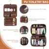 Elviros Toiletry Bag Hanging Travel Organizer for Men and Women, 3 in 1 Multifunctional Large Makeup Cosmetic Case for Toiletries Accessories, Water-Resistant PU Leather Bathroom Dopp Kit Shaving Bag - Image 5