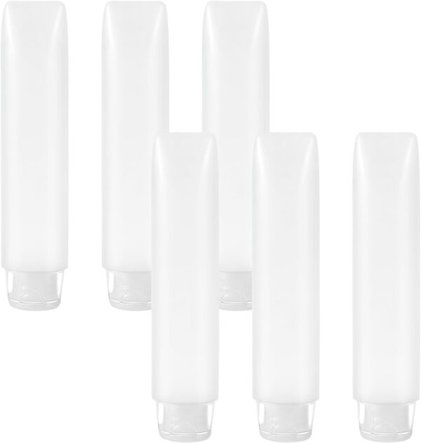 SULIVES 6 Pcs Clear Plastic Empty Travel Bottles, Refillable Squeezable Containers, Leak-Proof Travel Size Bottles for Shampoo, Lotion, Cream, Toiletries, Portable Clear Travel Bottles for Cosmetics