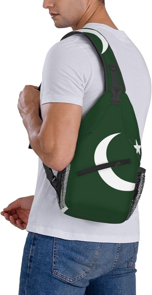 Flag Of Pakistan Print Cross-Chest Bag Diagonally Shoulder Chest Pack, Messenger Bag, Adjustable Travel Bag - Image 9