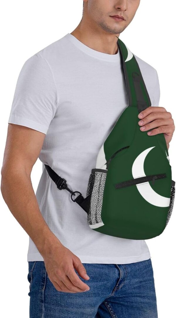Flag Of Pakistan Print Cross-Chest Bag Diagonally Shoulder Chest Pack, Messenger Bag, Adjustable Travel Bag - Image 8