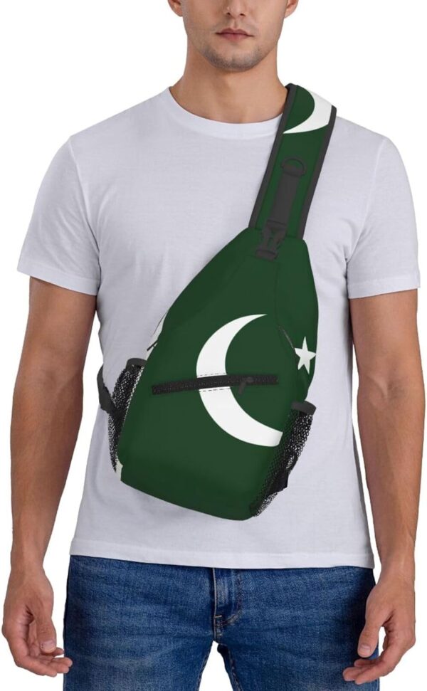 Flag Of Pakistan Print Cross-Chest Bag Diagonally Shoulder Chest Pack, Messenger Bag, Adjustable Travel Bag - Image 7
