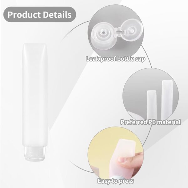 SULIVES 6 Pcs Clear Plastic Empty Travel Bottles, Refillable Squeezable Containers, Leak-Proof Travel Size Bottles for Shampoo, Lotion, Cream, Toiletries, Portable Clear Travel Bottles for Cosmetics - Image 3