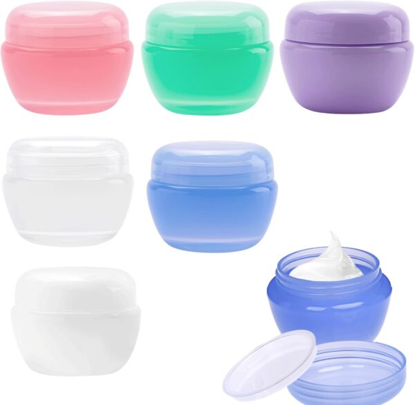 6PCS Travel Pots for Toiletries Waterproof Seal Travel Size Travel Pots Leakproof Plastic Travel Containers Sets Travel Containers for Liquid Creams Lotion Travel Bottles Accessories