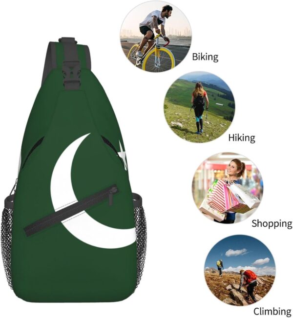 Flag Of Pakistan Print Cross-Chest Bag Diagonally Shoulder Chest Pack, Messenger Bag, Adjustable Travel Bag - Image 6