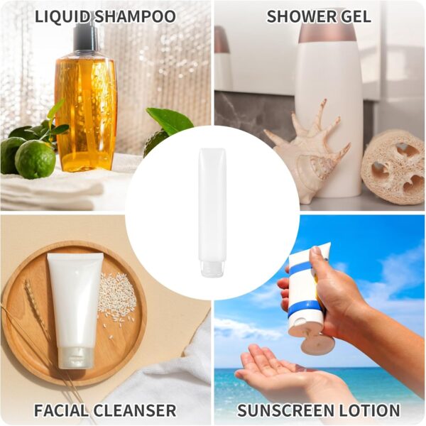 SULIVES 6 Pcs Clear Plastic Empty Travel Bottles, Refillable Squeezable Containers, Leak-Proof Travel Size Bottles for Shampoo, Lotion, Cream, Toiletries, Portable Clear Travel Bottles for Cosmetics - Image 5