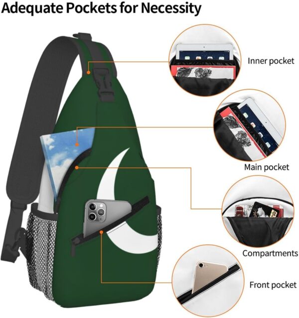 Flag Of Pakistan Print Cross-Chest Bag Diagonally Shoulder Chest Pack, Messenger Bag, Adjustable Travel Bag - Image 4